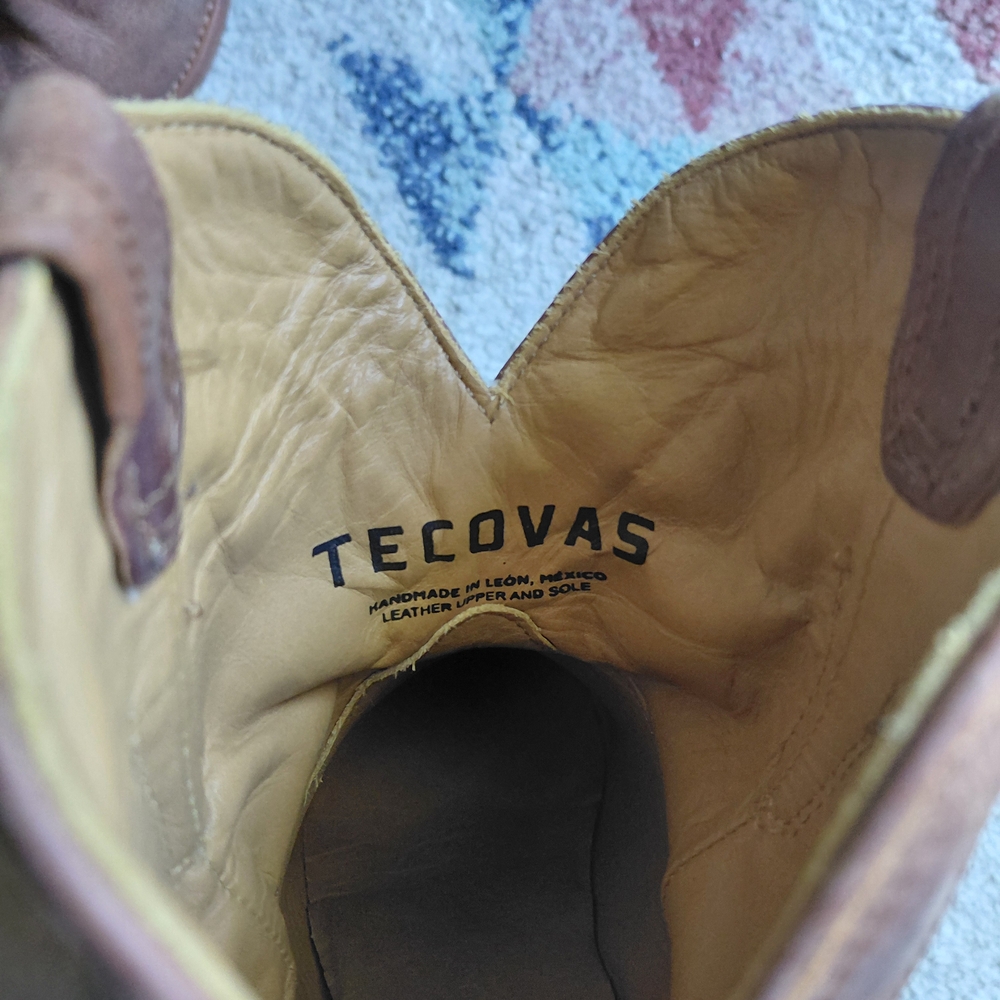 Tecovas Brown Daisy Distressed Leather Western Ankle Boots  7.5 - Picture 7 of 8
